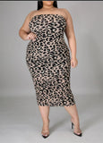 Plus Leopard Print Midi Dress