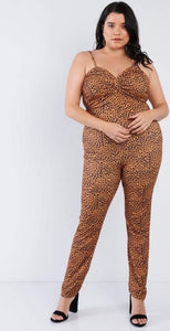 Plus Cheetah Print Jumpsuit
